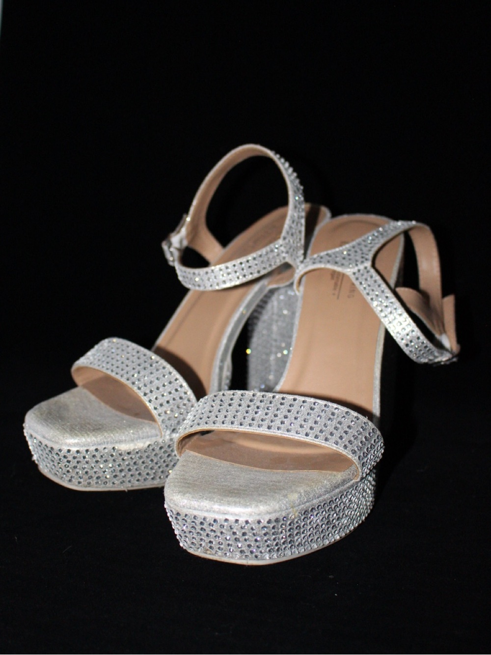Call It Spring Silver Rhinestone Platform Sandals
